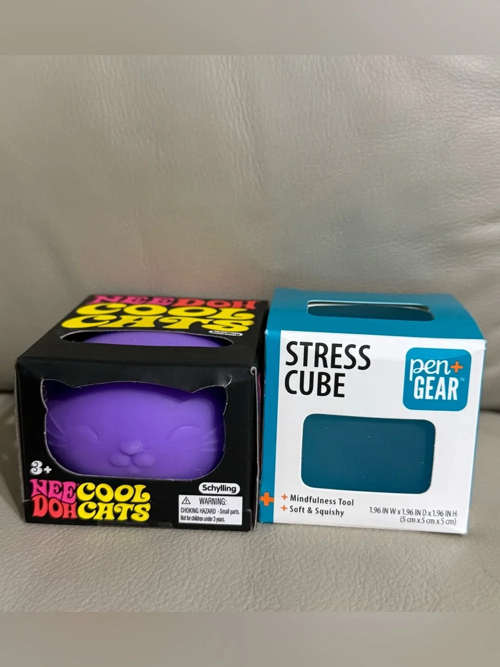 NEW Schylling NeeDoh Purple Cool Cats + Pen & Gear Stress Cube Blue Viral Squish